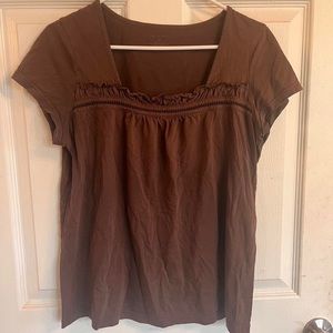 Brown Ruffle Babydoll Tee